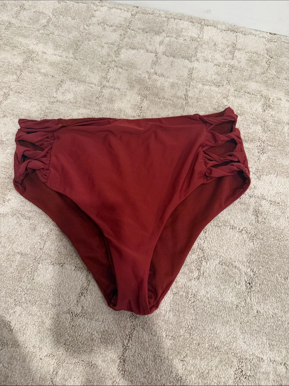 High-Waist Women's Swim Bottoms - Burgundy